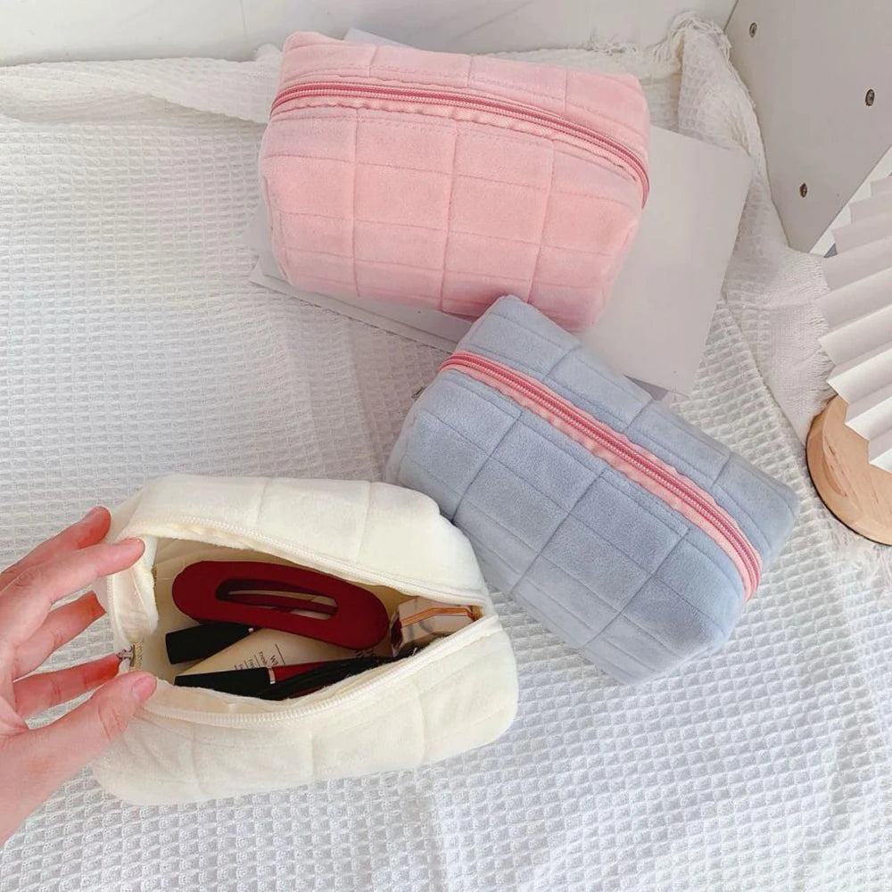 Cute Plush Makeup Bag for Women Portable Travel