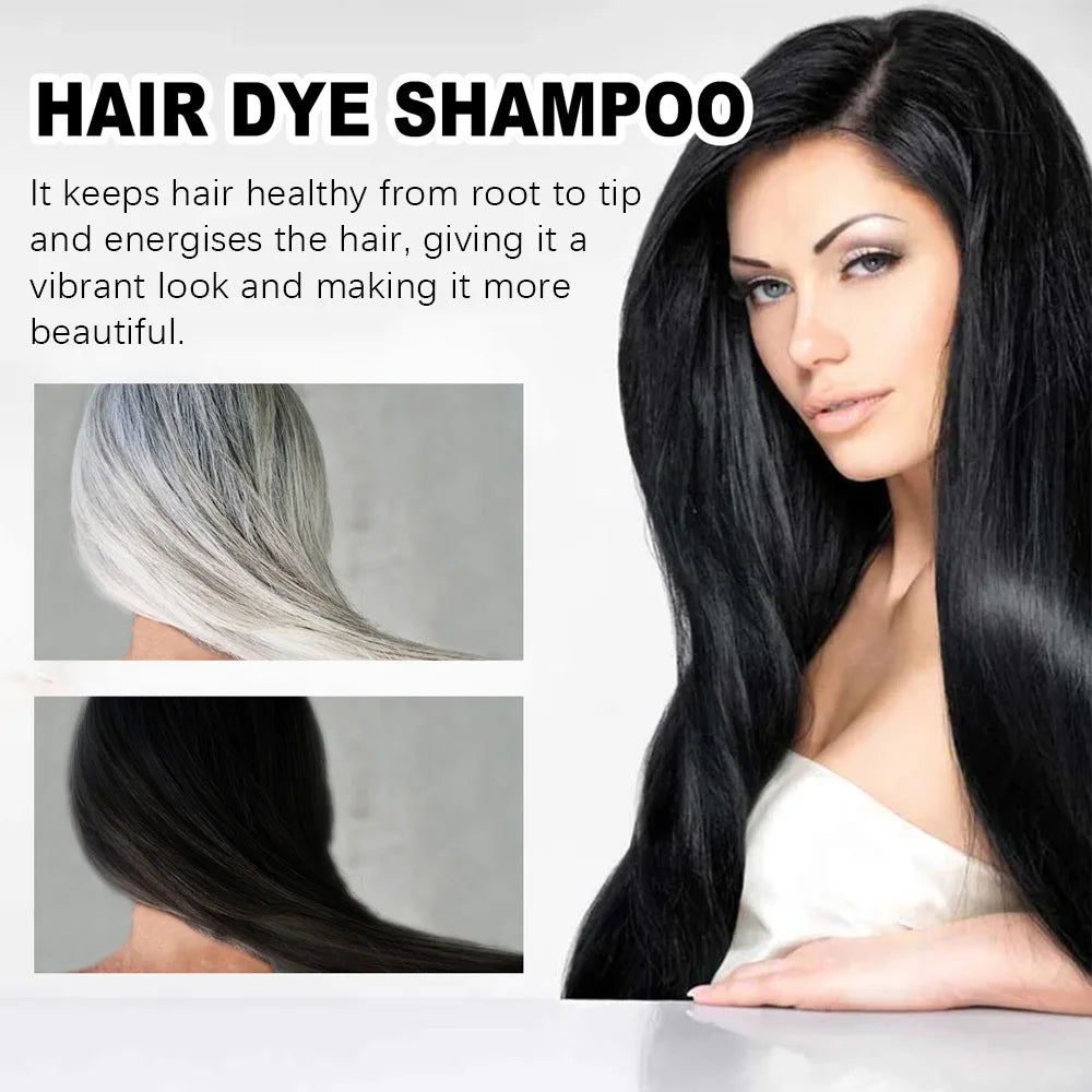 Black Hair Color Dye Hair Shampoo Cream Organic Permanent Covers White Gray