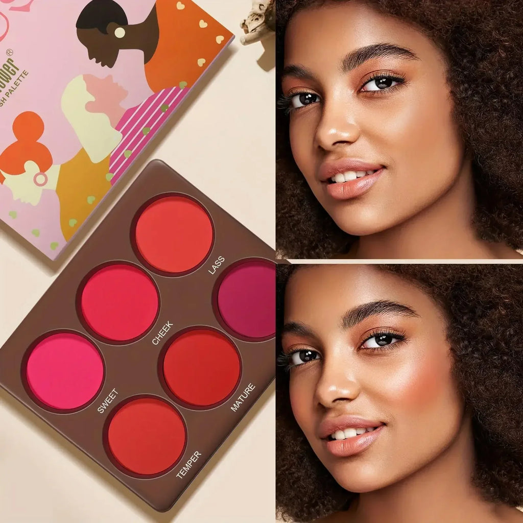 6 Colors Waterproof Matte Blush Palette