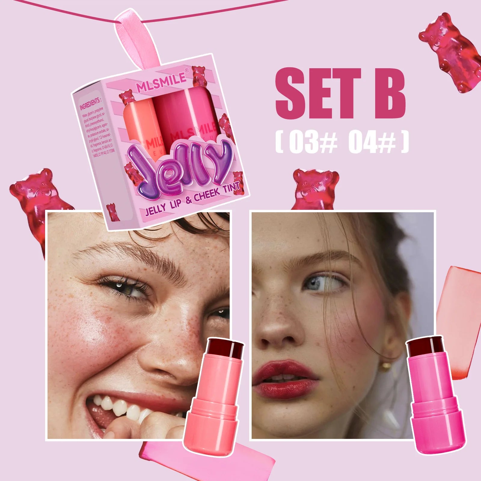 2PCS Jelly Lip&Cheek Tint Sin1et 2