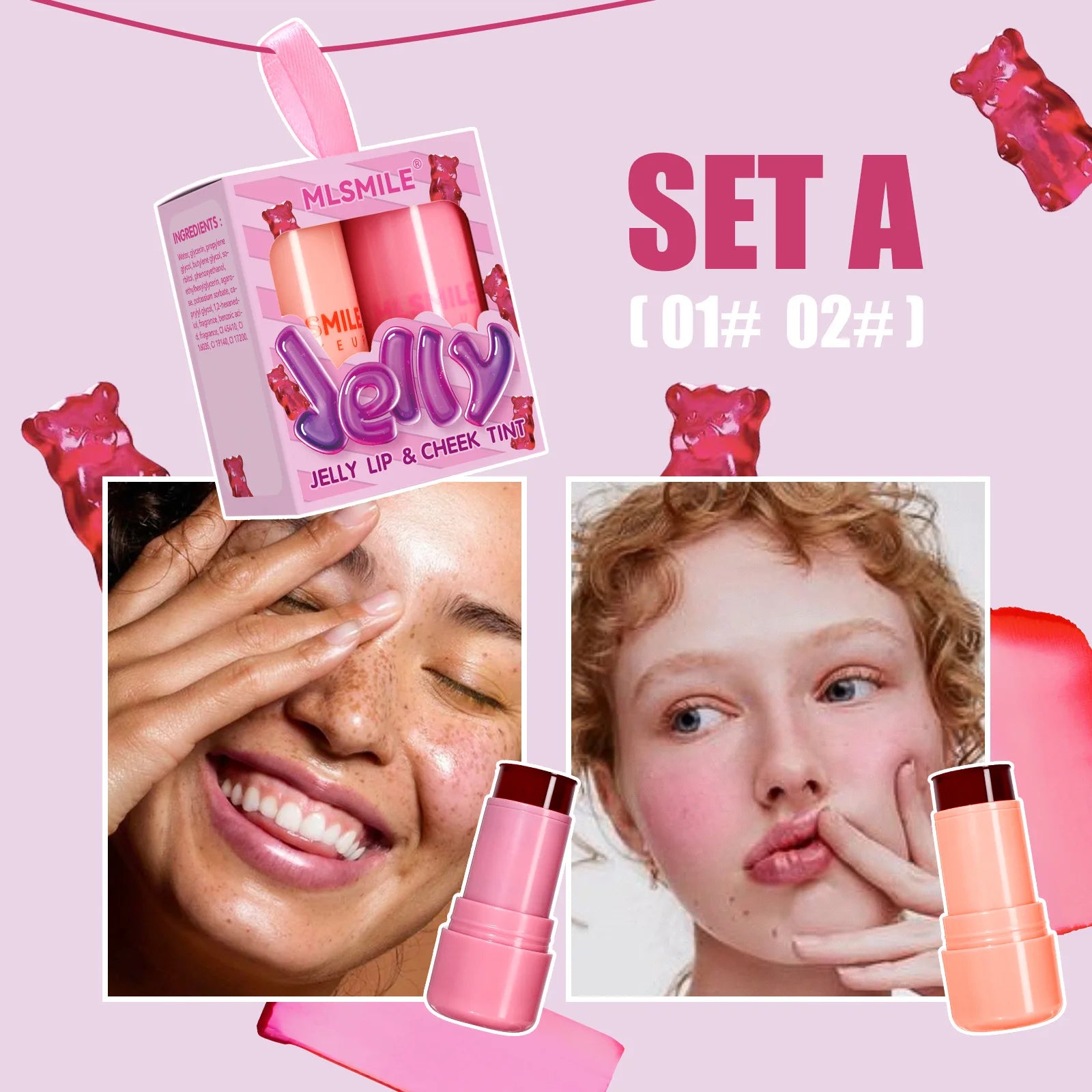 2PCS Jelly Lip&Cheek Tint Sin1et 2