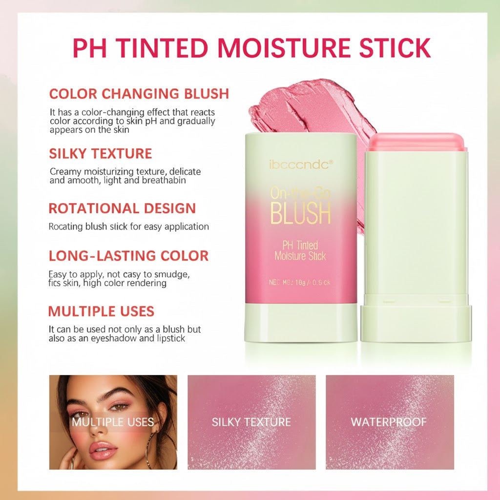 3-in-1 Cheek Lip Blush Stick Temperature Change